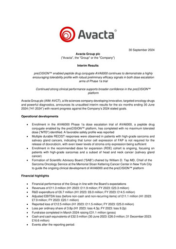 Thumbnail Avacta Group Half-year Report 2024-h1