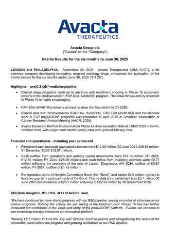 Thumbnail Avacta Group Half-year Report 2025-h1