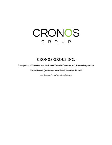 Thumbnail Cronos Group
 Financial Report 2017