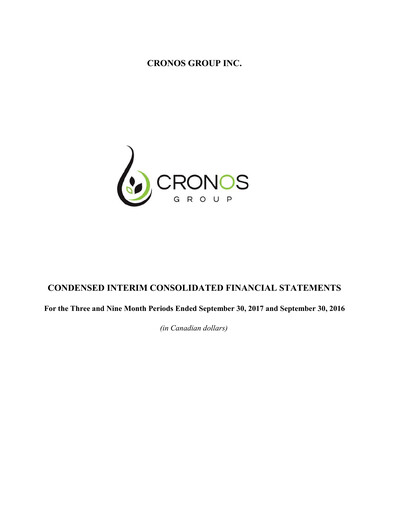 Thumbnail Cronos Group
 Financial Statement 2017-q3