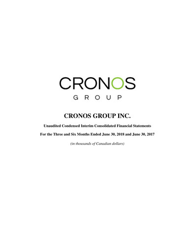 Thumbnail Cronos Group
 Financial Statement 2018-q2