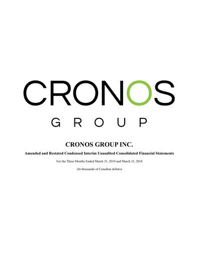 Thumbnail Cronos Group
 Financial Statement 2019-q1
