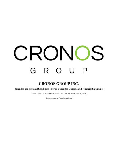 Thumbnail Cronos Group
 Financial Statement 2019-q2