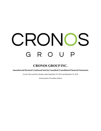 Thumbnail Cronos Group
 Financial Statement 2019-q3