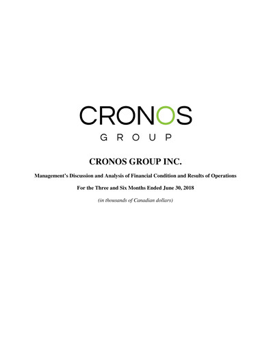 Thumbnail Cronos Group
 Quarterly Report 2018-q2