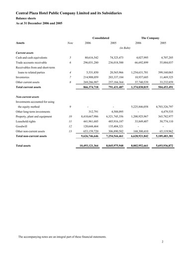 Thumbnail Central Plaza Hotel Financial Statement 2006