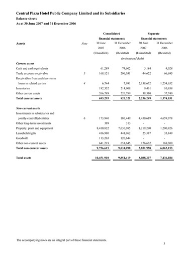 Thumbnail Central Plaza Hotel Financial Statement 2007-h1