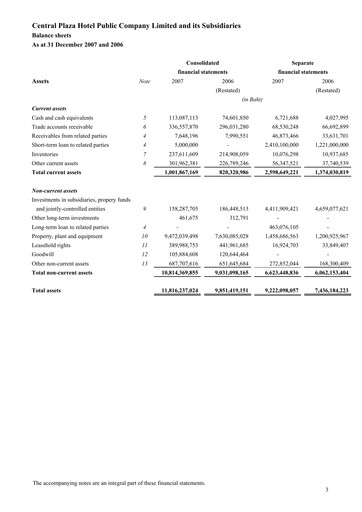 Thumbnail Central Plaza Hotel Financial Statement 2007