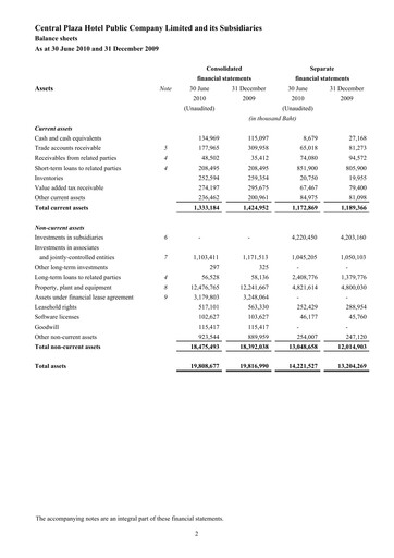 Thumbnail Central Plaza Hotel Financial Statement 2010-h1