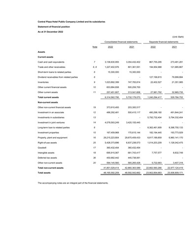 Thumbnail Central Plaza Hotel Financial Statement 2022