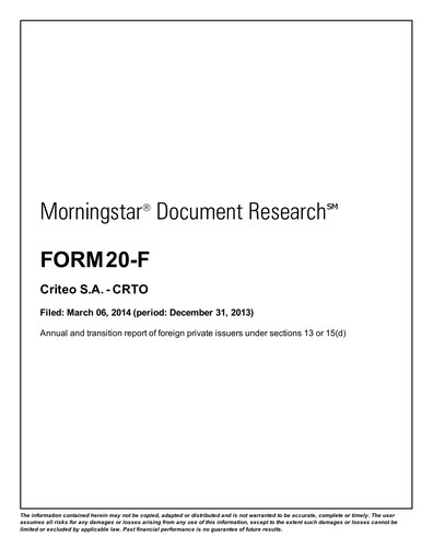 Thumbnail Criteo Annual Report 2013