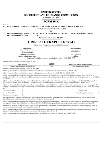 Thumbnail CRISPR Therapeutics Annual Report 2025