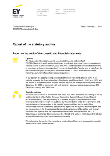 Thumbnail CRISPR Therapeutics Financial Statement 2022