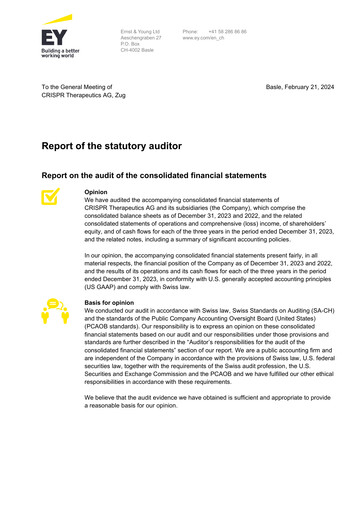 Thumbnail CRISPR Therapeutics Financial Statement 2023