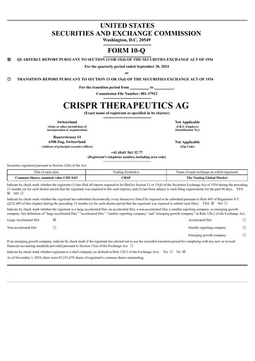 Vorschaubild CRISPR Therapeutics Quartalsbericht 2024-q3