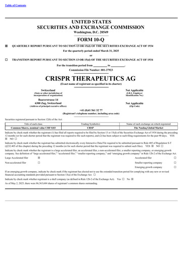 Vorschaubild CRISPR Therapeutics Quartalsbericht 2025-q1
