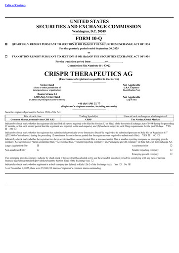 Vorschaubild CRISPR Therapeutics Quartalsbericht 2025-q3