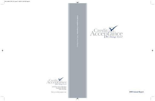 Thumbnail Credit Acceptance
 Annual Report 2009