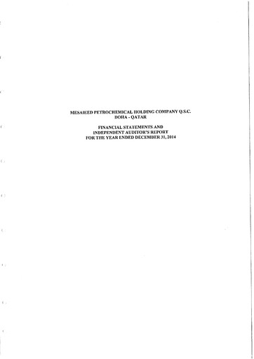 Thumbnail Mesaieed Petrochemical Holding Company Financial Statement 2014