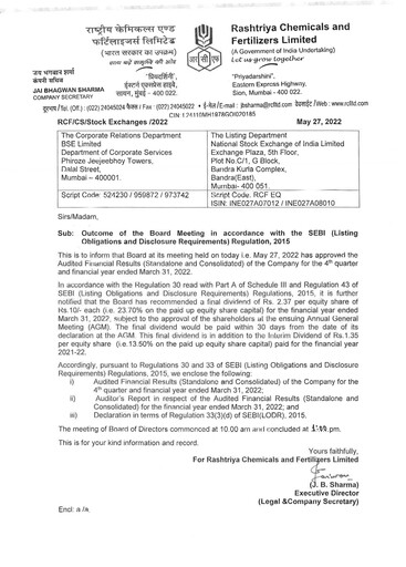Thumbnail Rashtriya Chemicals and Fertilizers Financial Statement 2021-2022