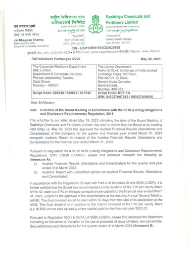 Thumbnail Rashtriya Chemicals and Fertilizers Financial Statement 2022-2023