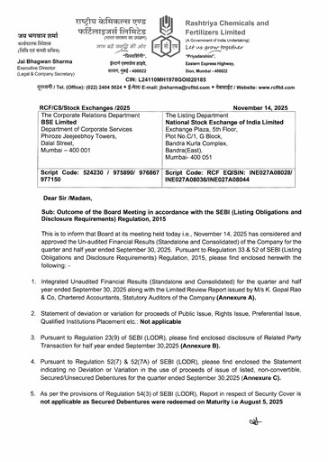 Thumbnail Rashtriya Chemicals and Fertilizers Quarterly Report 2025-q2