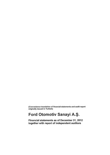 Thumbnail Ford Otosan
 Financial Statement 2012