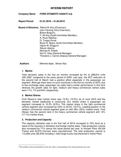 Thumbnail Ford Otosan
 Half-year Report 2010-h1