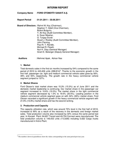 Thumbnail Ford Otosan
 Half-year Report 2011-h1