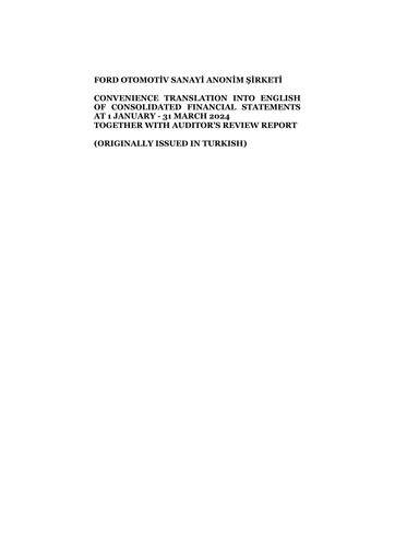 Miniature Ford Otosan
 Rapport trimestriel 2024-q1