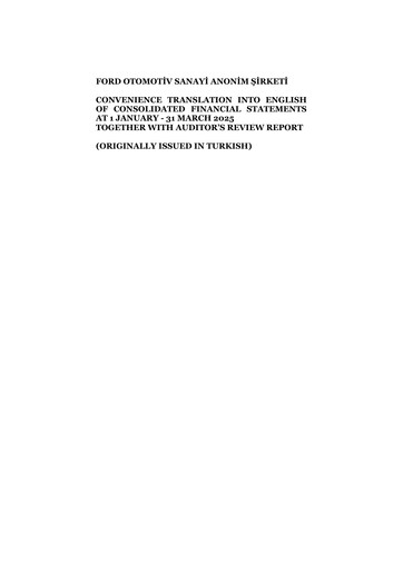 Miniature Ford Otosan
 Rapport trimestriel 2025-q1