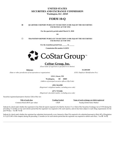 Miniature CoStar Group Rapport trimestriel 2020-q1