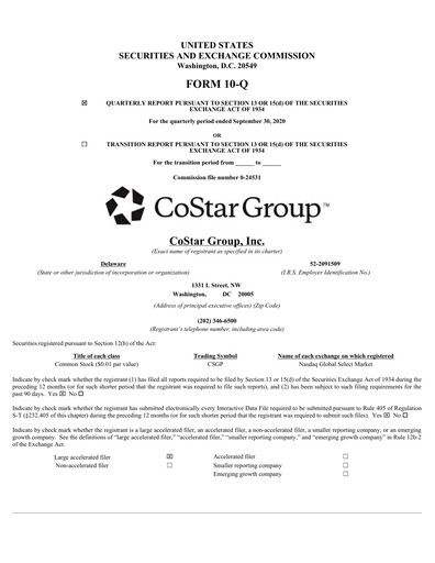 Miniature CoStar Group Rapport trimestriel 2020-q3