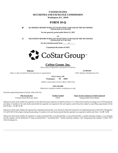 Thumbnail CoStar Group Quarterly Report 2022-q1