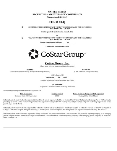 Thumbnail CoStar Group Quarterly Report 2022-q2