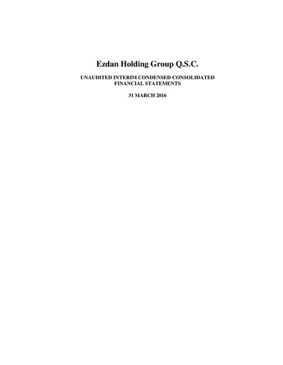 Thumbnail Ezdan Holding Group Financial Statement 2016-q1