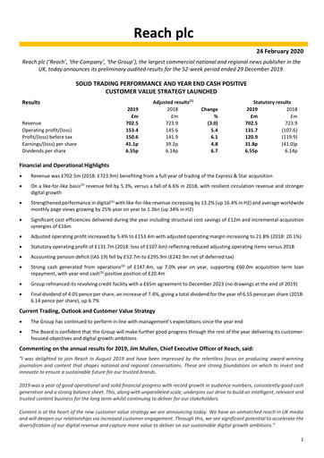 Miniature Reach plc Rapport financier 2019