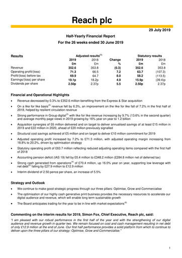 Miniature Reach plc Rapport semestriel 2019-h1