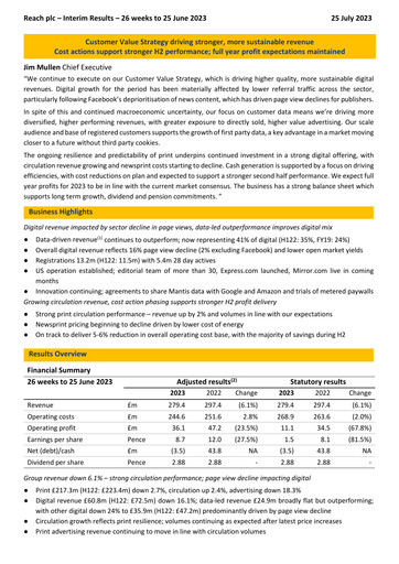 Miniature Reach plc Rapport semestriel 2023-h1