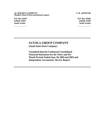 Thumbnail Savola Group Financial Statement 2004-h1