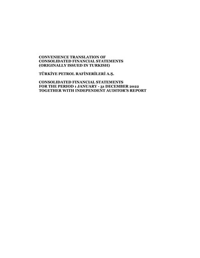 Thumbnail Türkiye Petrol Rafinerileri Financial Statement 2022