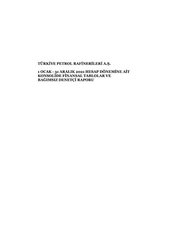 Thumbnail Türkiye Petrol Rafinerileri Financial Statement 2021