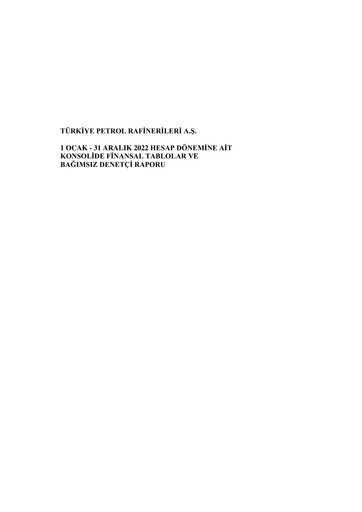Thumbnail Türkiye Petrol Rafinerileri Financial Statement 2022