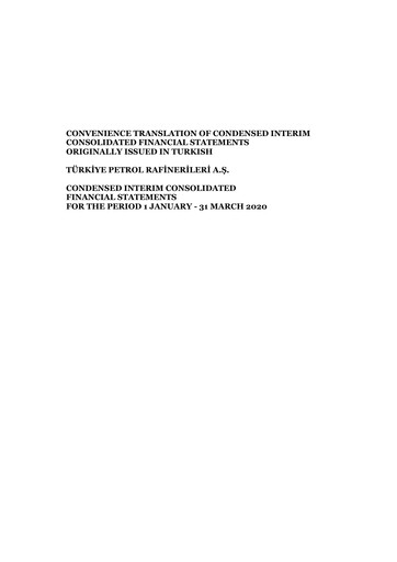 Thumbnail Türkiye Petrol Rafinerileri Quarterly Report 2020-q1
