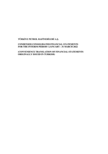 Thumbnail Türkiye Petrol Rafinerileri Quarterly Report 2022-q1