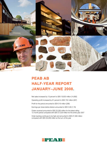 Miniature Peab Rapport semestriel 2008-h1