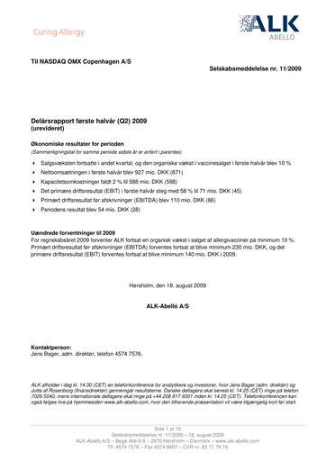 Thumbnail ALK-Abelló Half-year Report 2009-h1