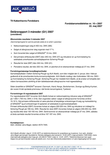 Miniature ALK-Abelló Rapport trimestriel 2007-q1