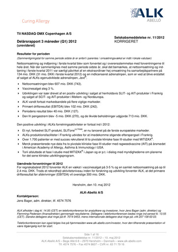 Miniature ALK-Abelló Rapport trimestriel 2012-q1