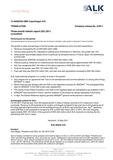 Miniature ALK-Abelló Rapport trimestriel 2011-q1